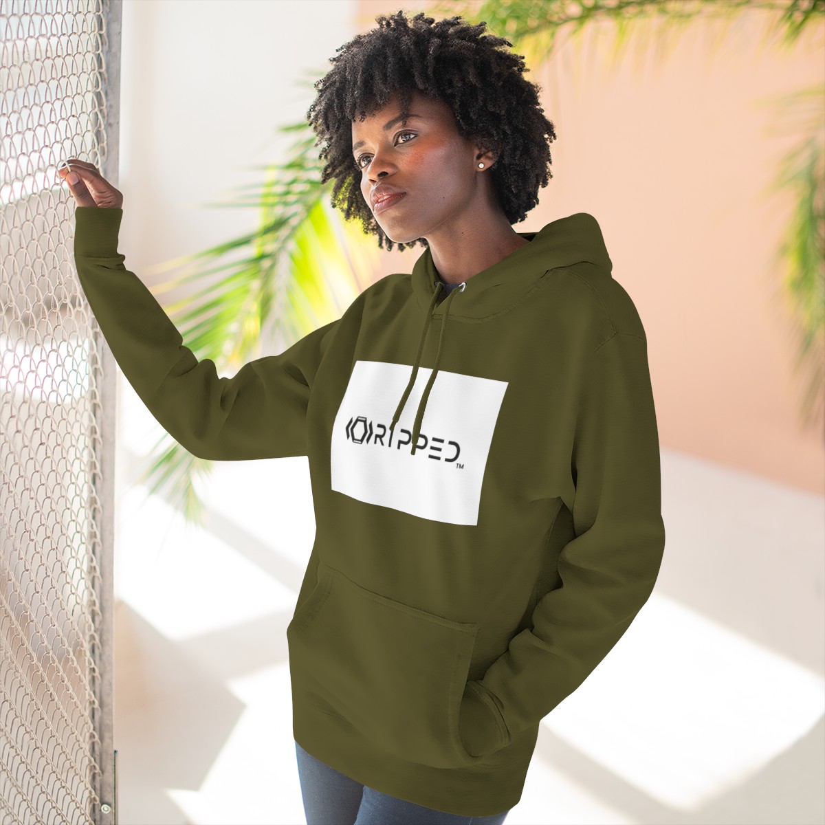 Ripped Men’s Green Fleece Hoodie - Image 6