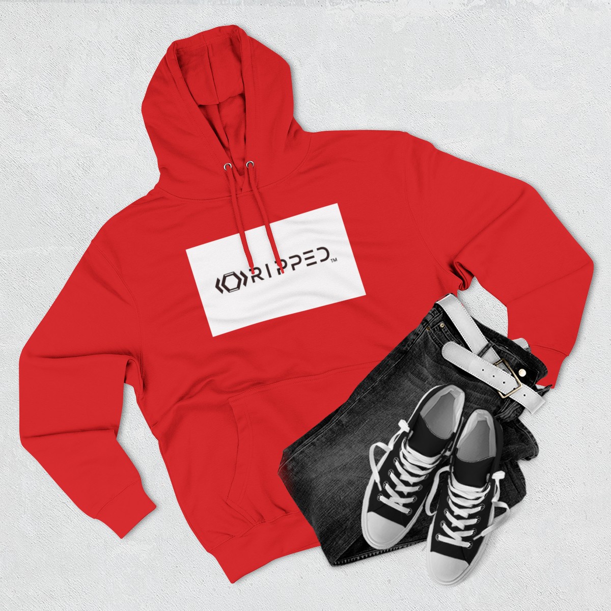 Ripped Men’s Red Fleece Hoodie - Image 3