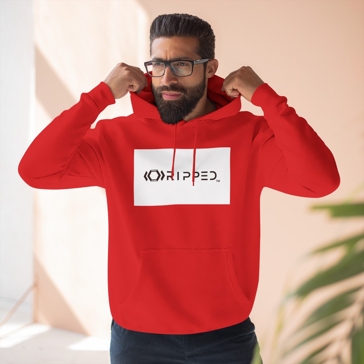 Ripped Men’s Red Fleece Hoodie - Image 5