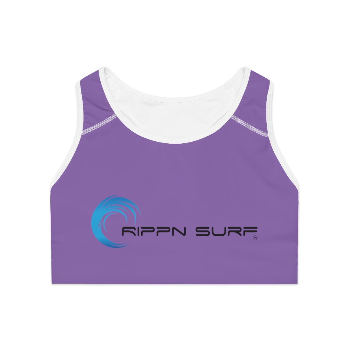 Rippn Surf Purple Athletic Sports Bra (White Borders) - Image 2