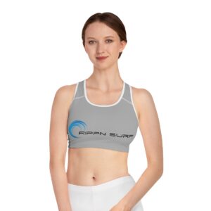 Rippn Surf Light Grey Athletic Sports Bra (White Borders)