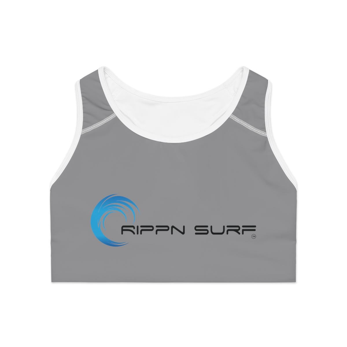 Rippn Surf Grey Athletic Sports Bra (White Borders) - Image 2
