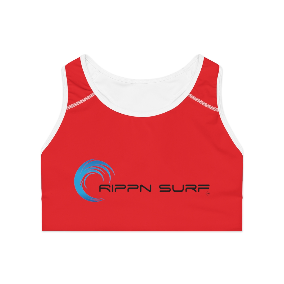 Rippn Surf Red Athletic Sports Bra (White Borders) - Image 2