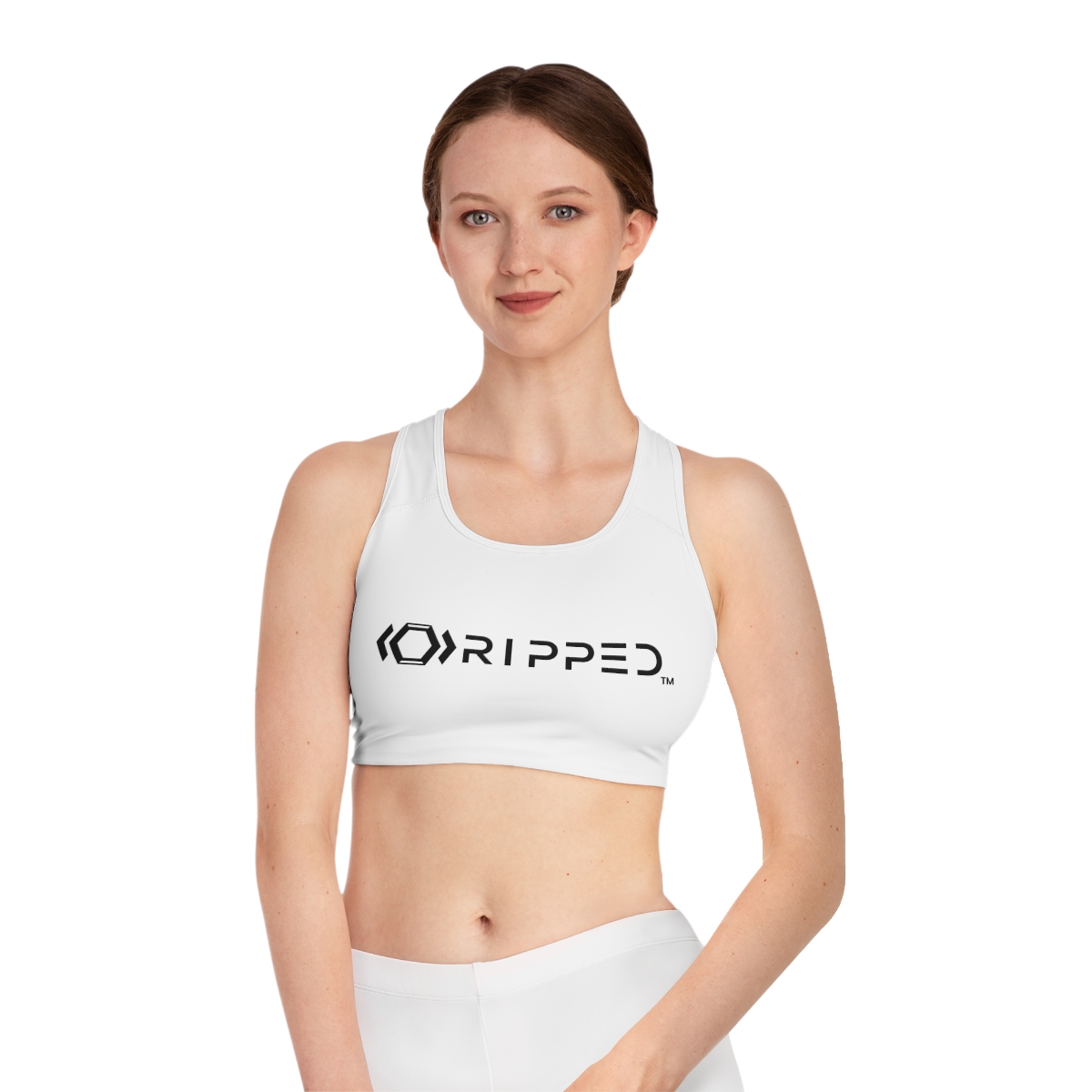 Ripped Athletic Sports Bra (White Borders)