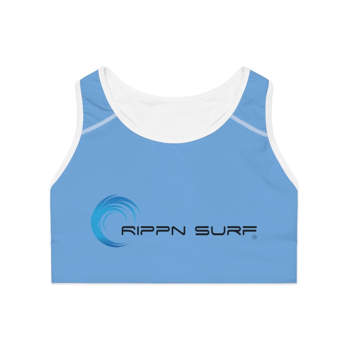 Rippn Surf Light Blue Athletic Sports Bra (White Borders) - Image 2