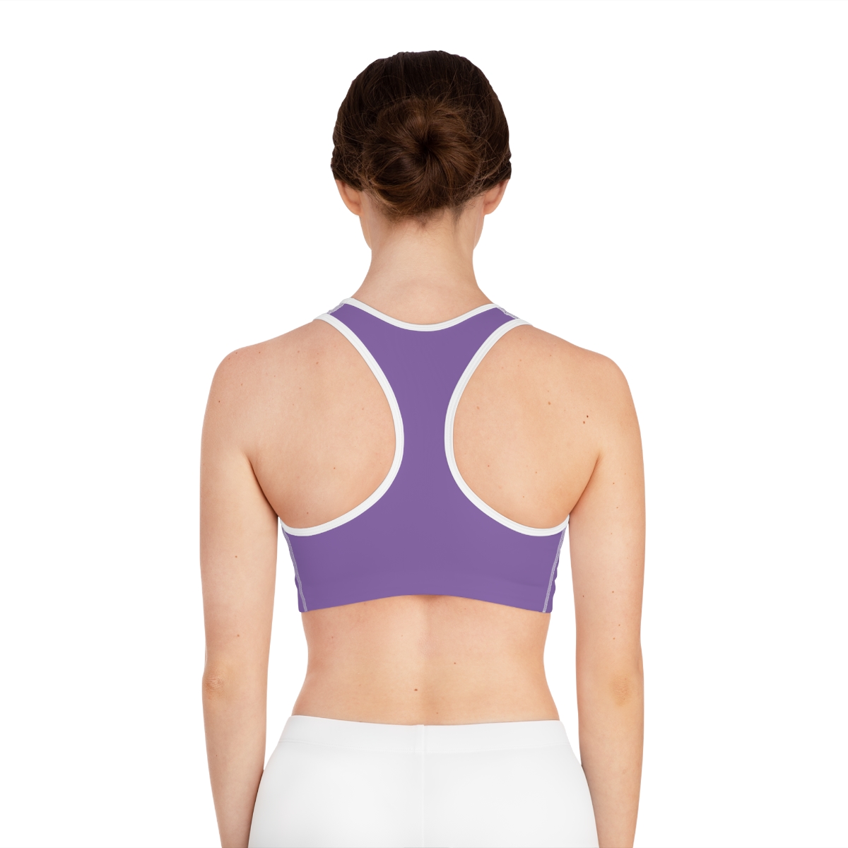 Ripped Black/White Athletic Purple Sports Bra (White Borders) - Image 4
