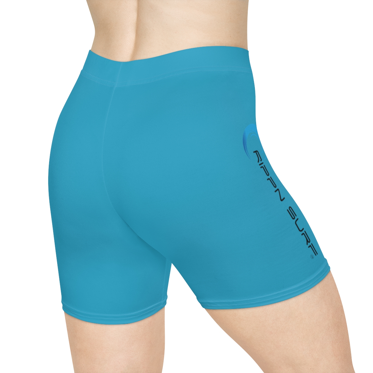 Rippn Surf Women's Ocean Blue Vert Wave Athletic Shorts - Image 4