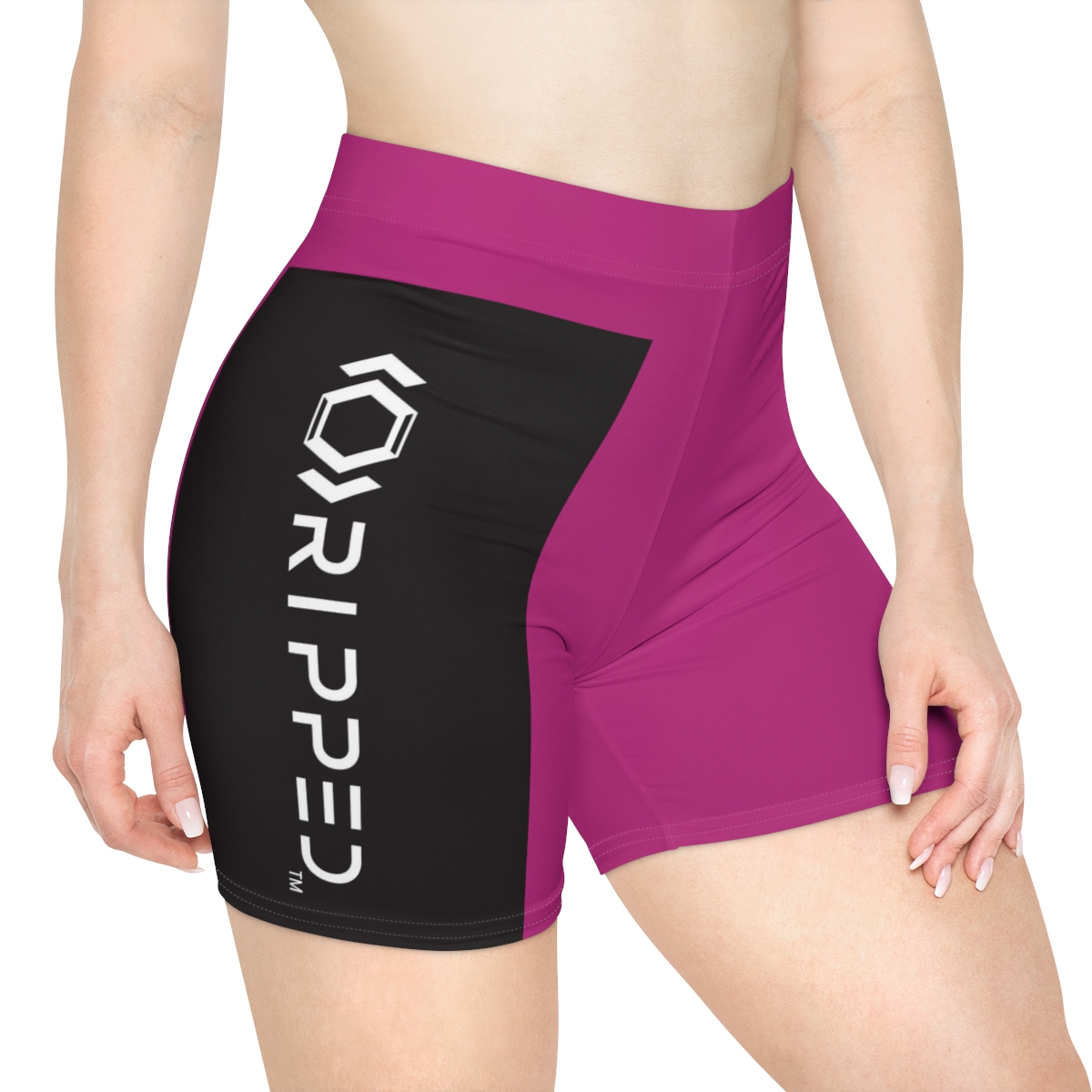 Ripped Women's Black/White Vert Pink Athletic Shorts - Image 4