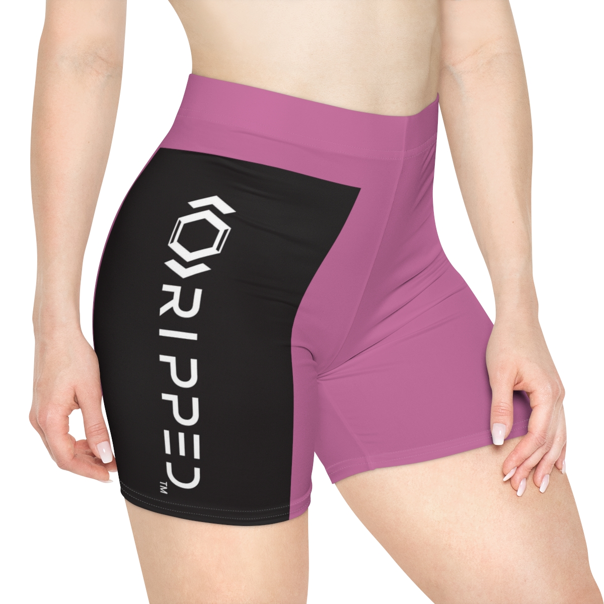 Ripped Women's Black/White Vert Light Pink Athletic Shorts - Image 4
