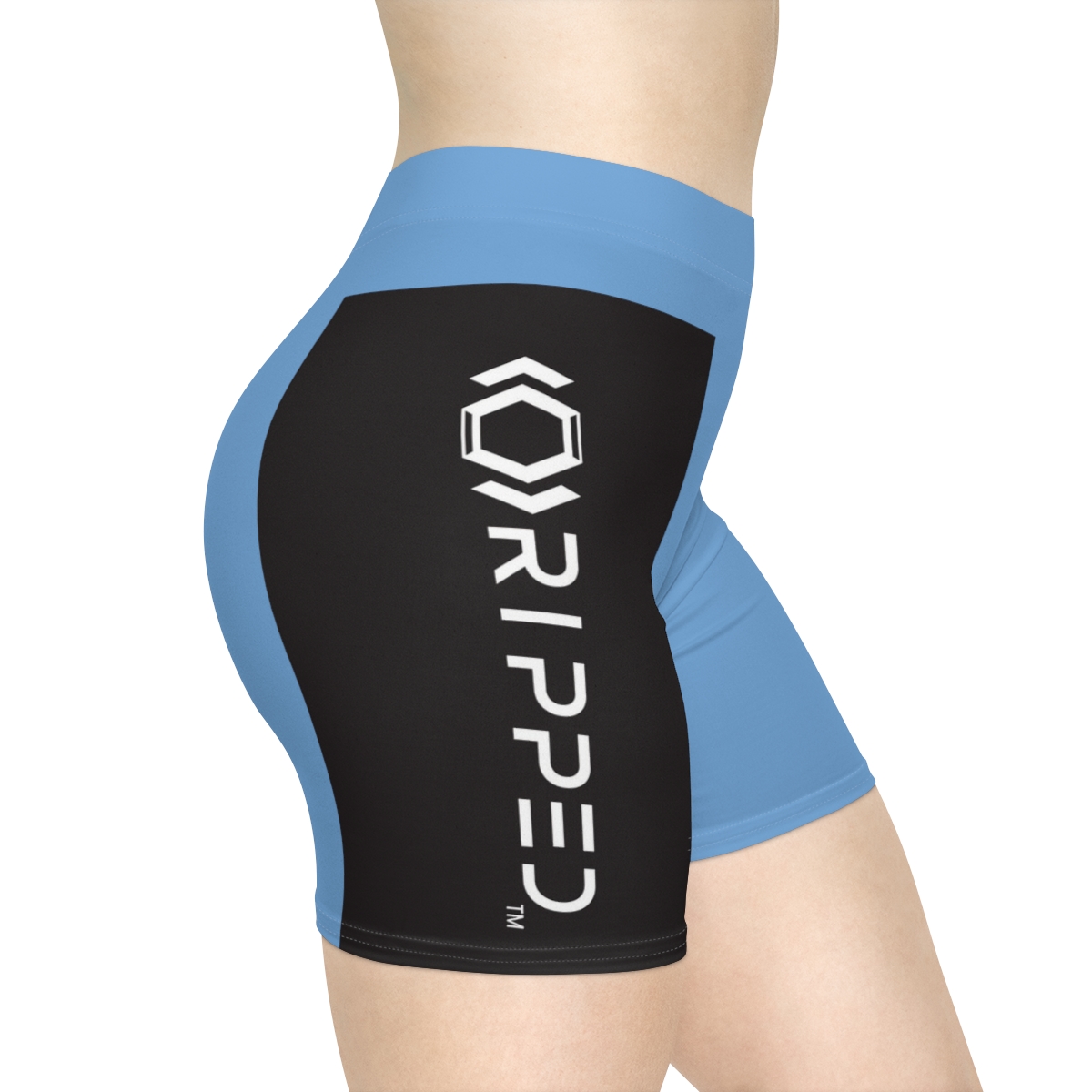 Ripped Women's Black/White Vert Light Blue Athletic Shorts