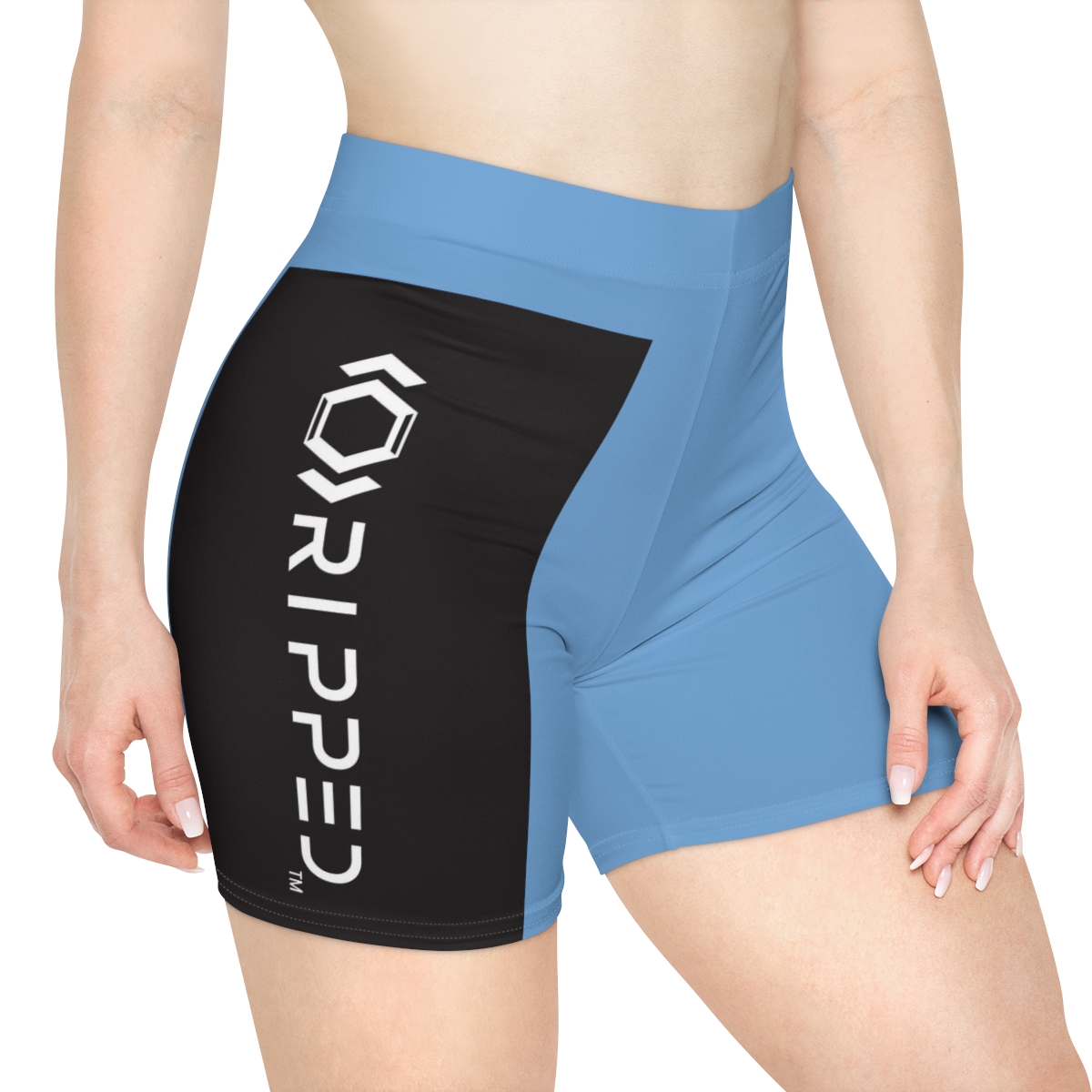 Ripped Women's Black/White Vert Light Blue Athletic Shorts - Image 4