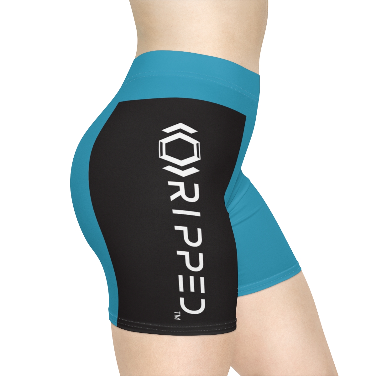 Ripped Women's Black/White Vert Ocean Blue Athletic Shorts