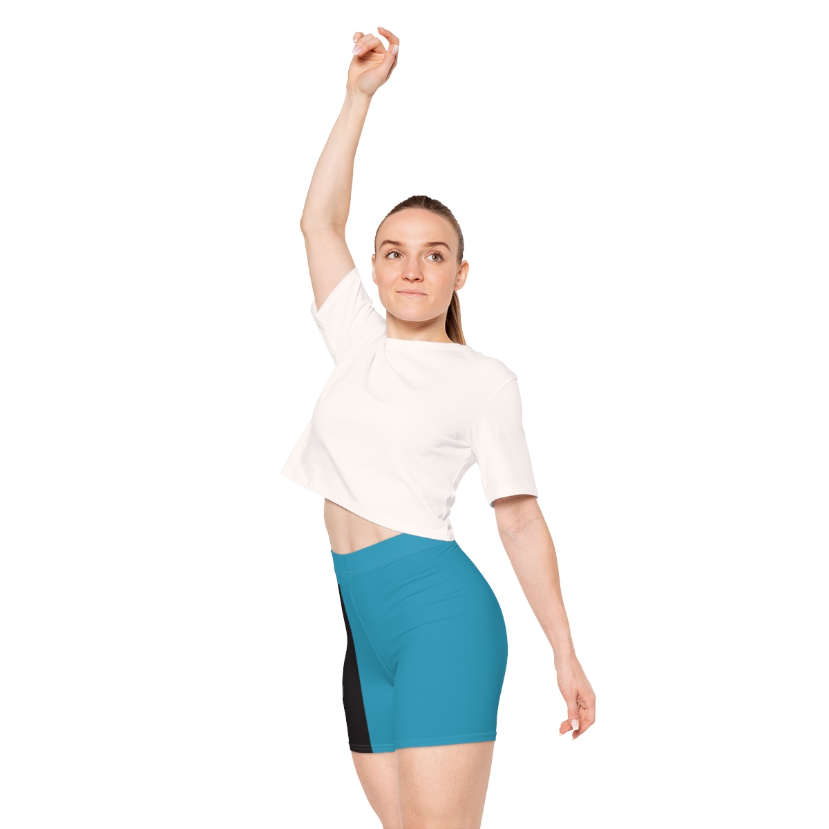 Ripped Women's Black/White Vert Ocean Blue Athletic Shorts - Image 7