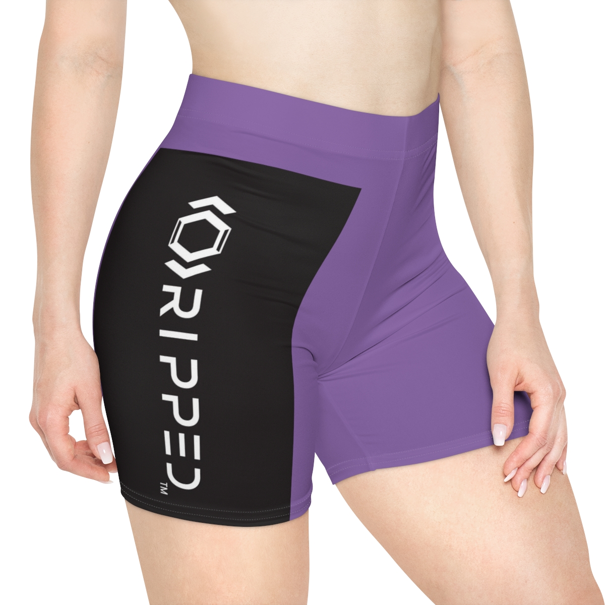 Ripped Women's Black/White Vert Purple Athletic Shorts - Image 4