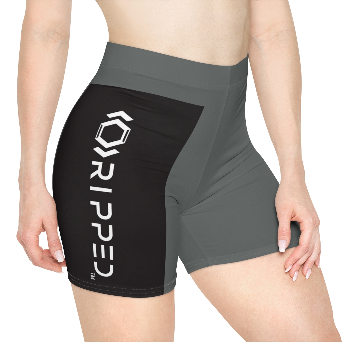 Ripped Women's Black/White Vert Dark Grey Athletic Shorts - Image 4