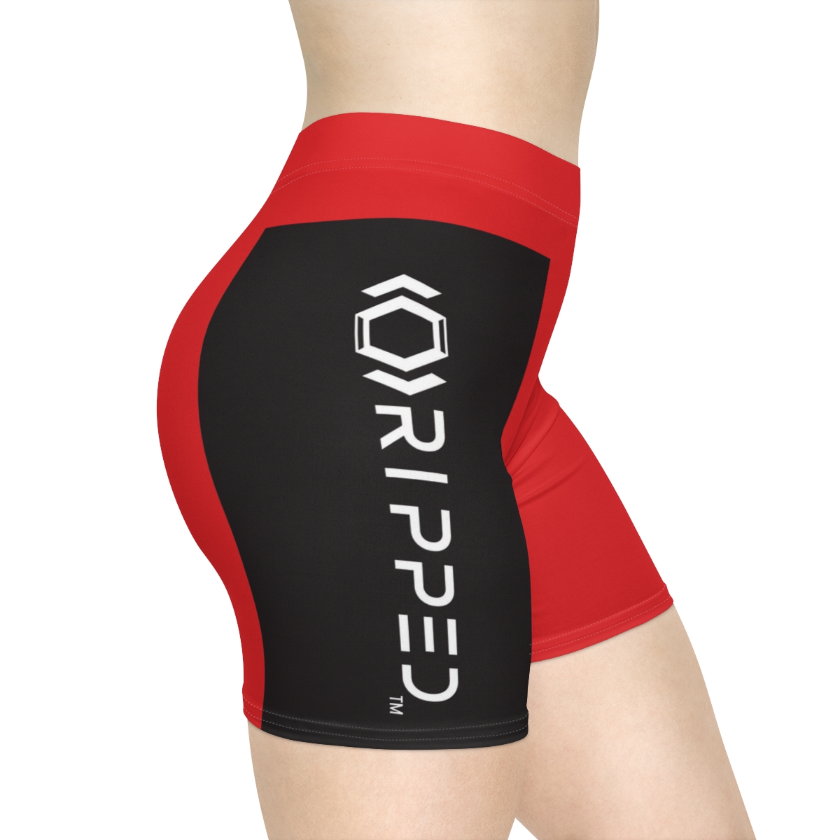 Ripped Women's Black/White Vert Red Athletic Shorts