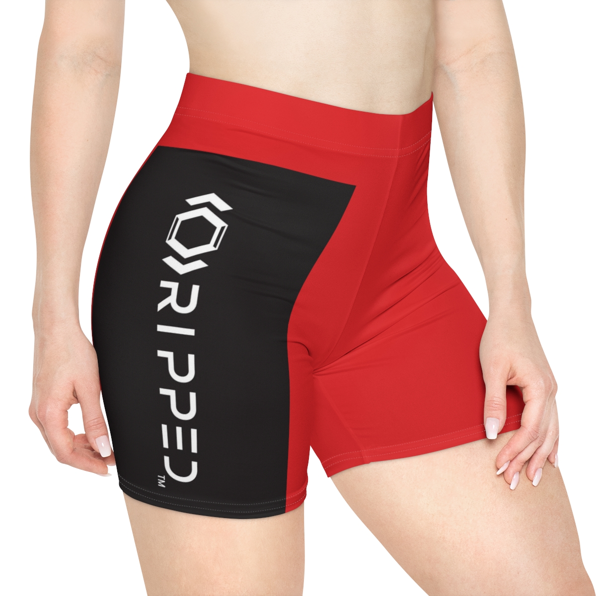 Ripped Women's Black/White Vert Red Athletic Shorts - Image 4
