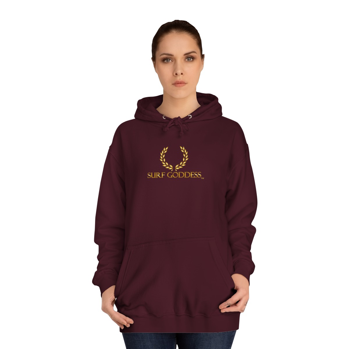 Surf Goddess Women’s Burgundy Hoodie - Image 4
