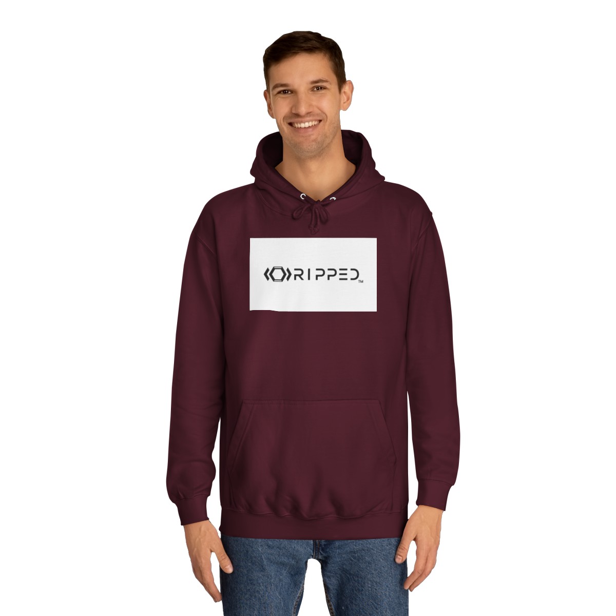 Ripped Men’s Burgundy Hoodie - Image 3