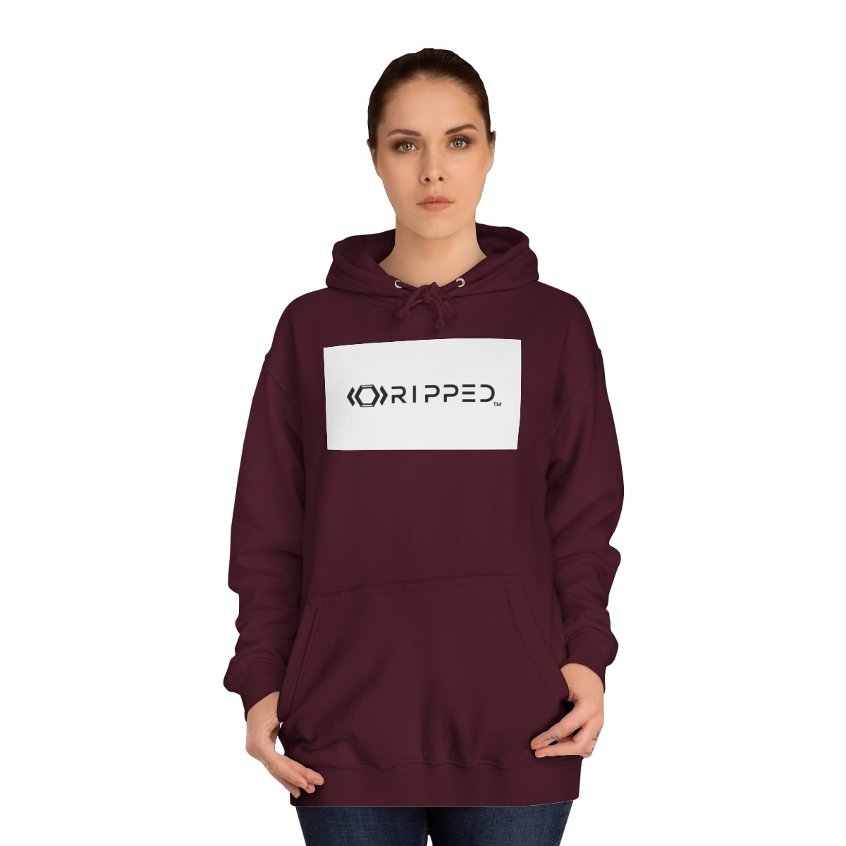 Ripped Men’s Burgundy Hoodie - Image 4