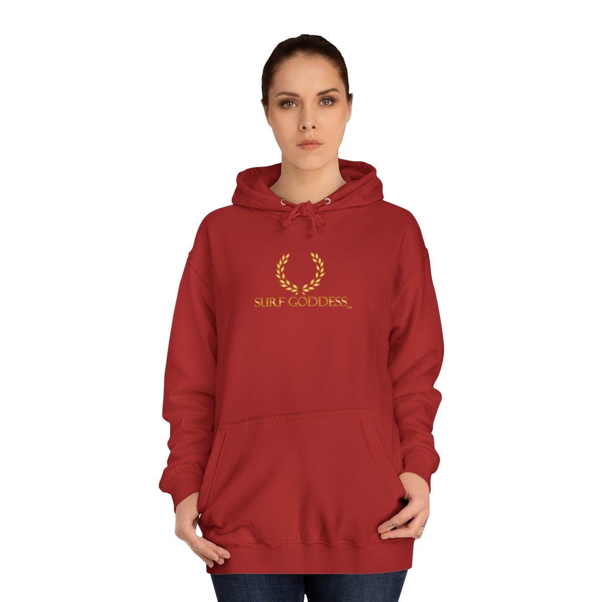 Surf Goddess Women’s Red Hoodie - Image 4