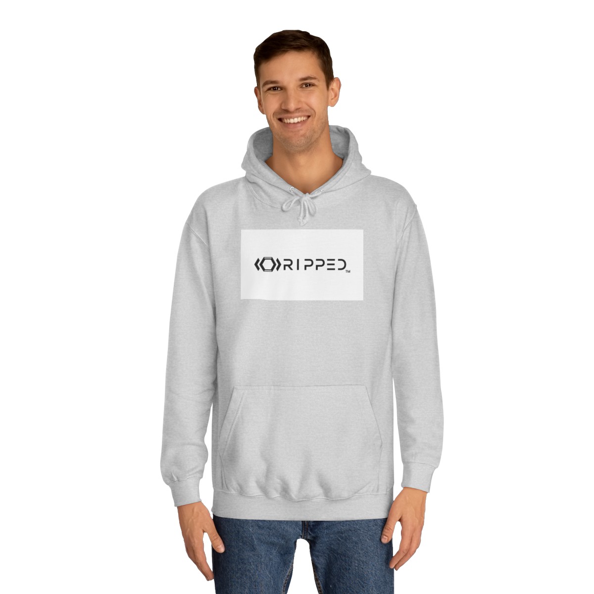 Ripped Men’s Light Grey Hoodie - Image 3