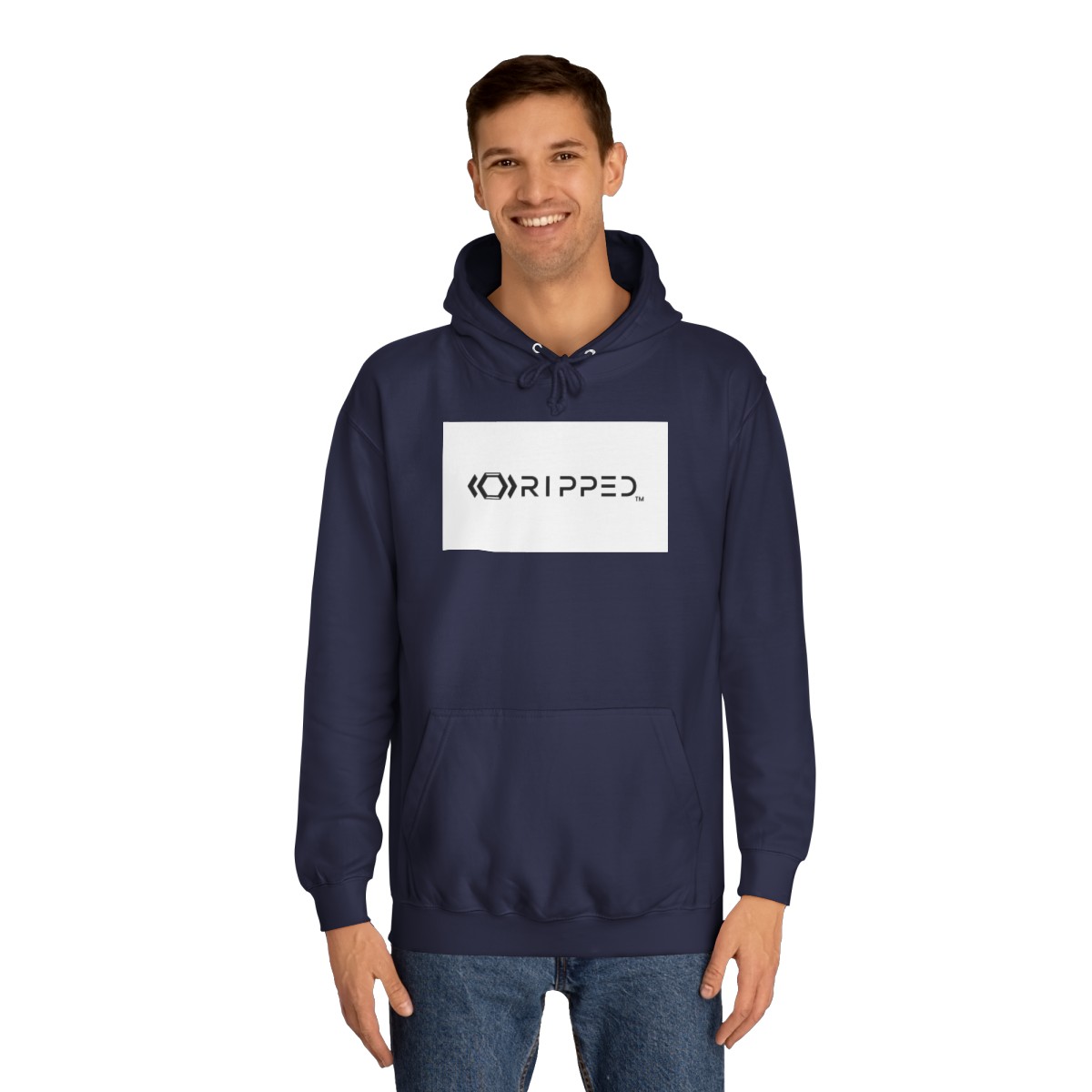 Ripped Men’s Navy Blue Hoodie - Image 3