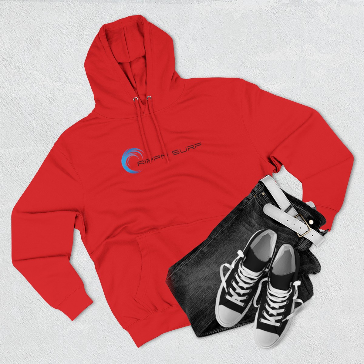 Rippn Surf Men’s Red Fleece Hoodie - Image 3