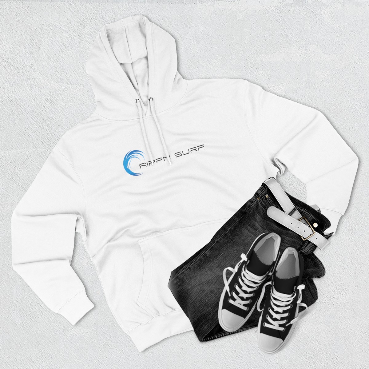 Rippn Surf Men’s White Fleece Hoodie - Image 3