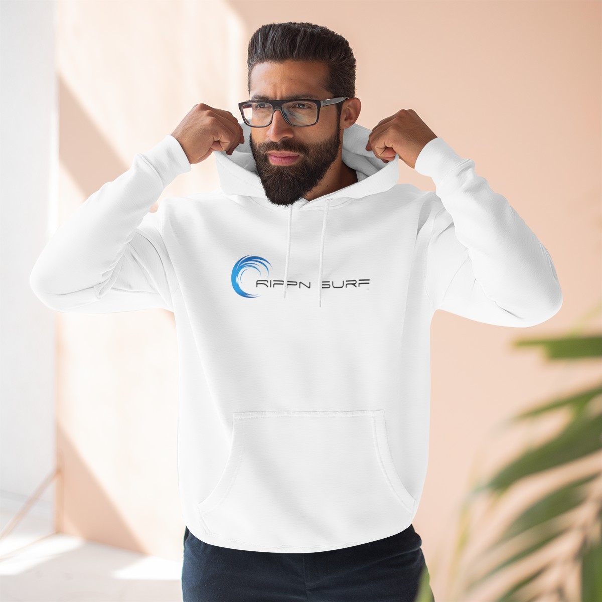 Rippn Surf Men’s White Fleece Hoodie - Image 5