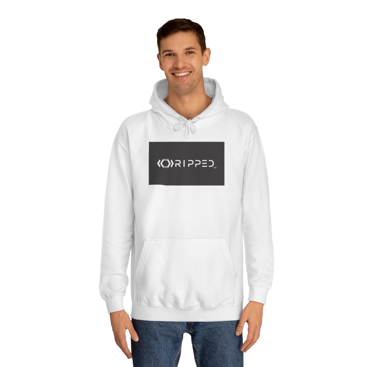 Ripped Women’s White Hoodie(Black/White Logo) - Image 3