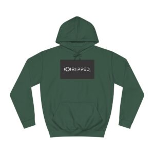 Ripped Men’s Dark Green Hoodie(Black/White Logo)