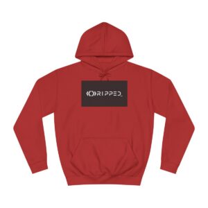 Ripped Men’s Red Hoodie(Black/White Logo)