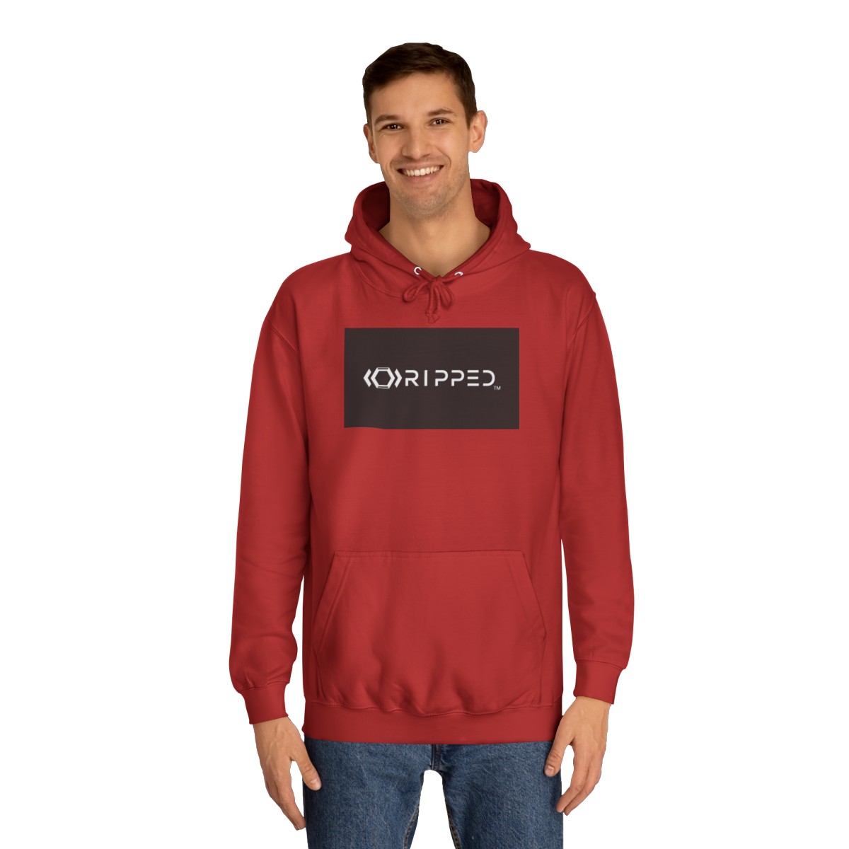 Ripped Men’s Red Hoodie(Black/White Logo) - Image 3