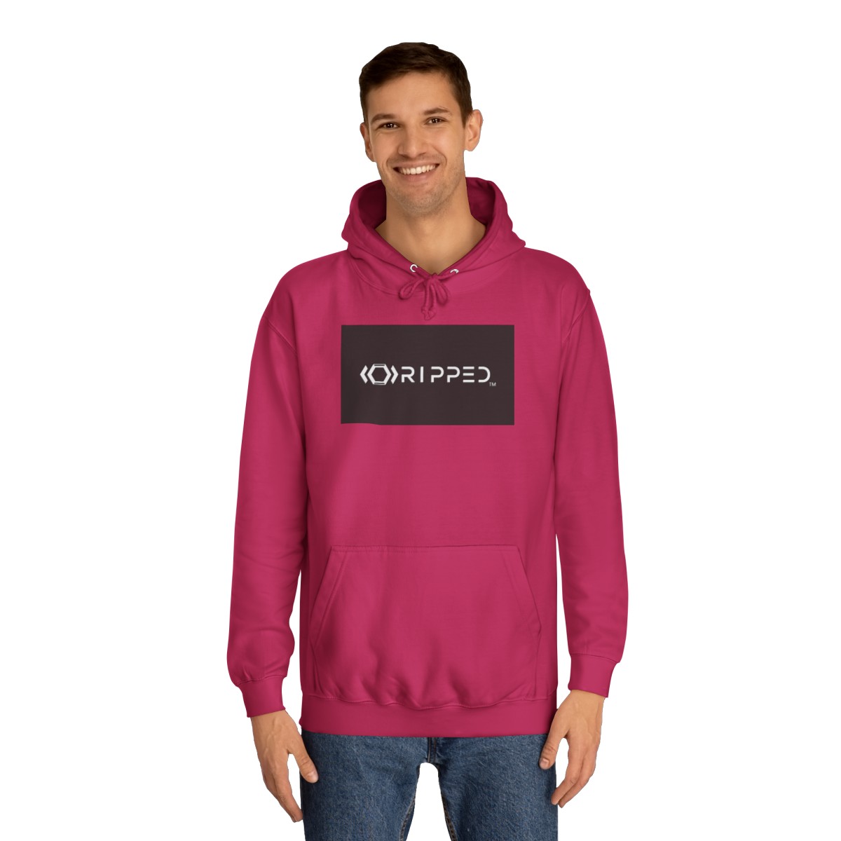 Ripped Women’s Pink Hoodie(Black/White Logo) - Image 3