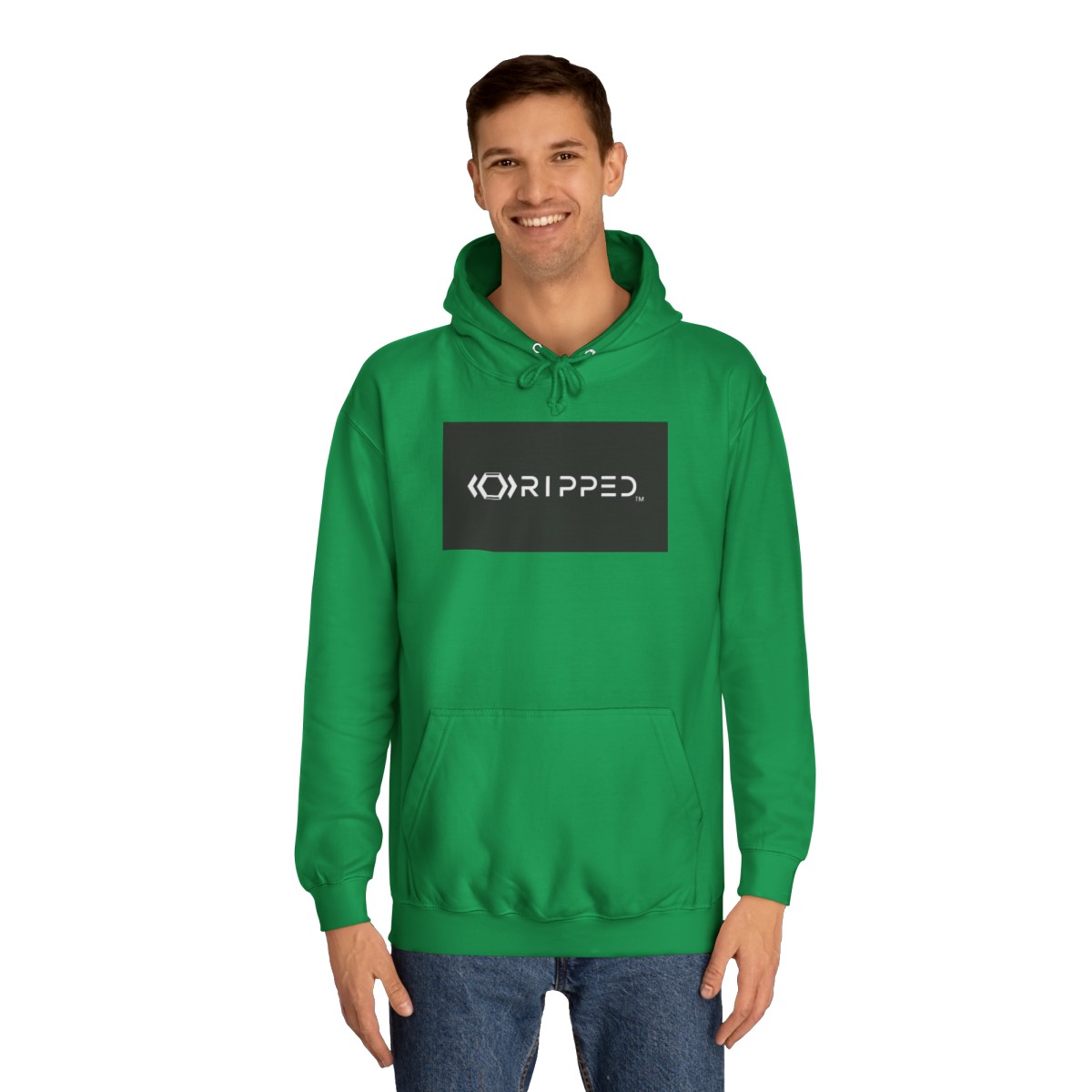Ripped Women’s Green Hoodie(Black/White Logo) - Image 3