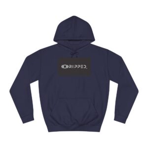 Ripped Men’s Navy Blue Hoodie(Black/White Logo)