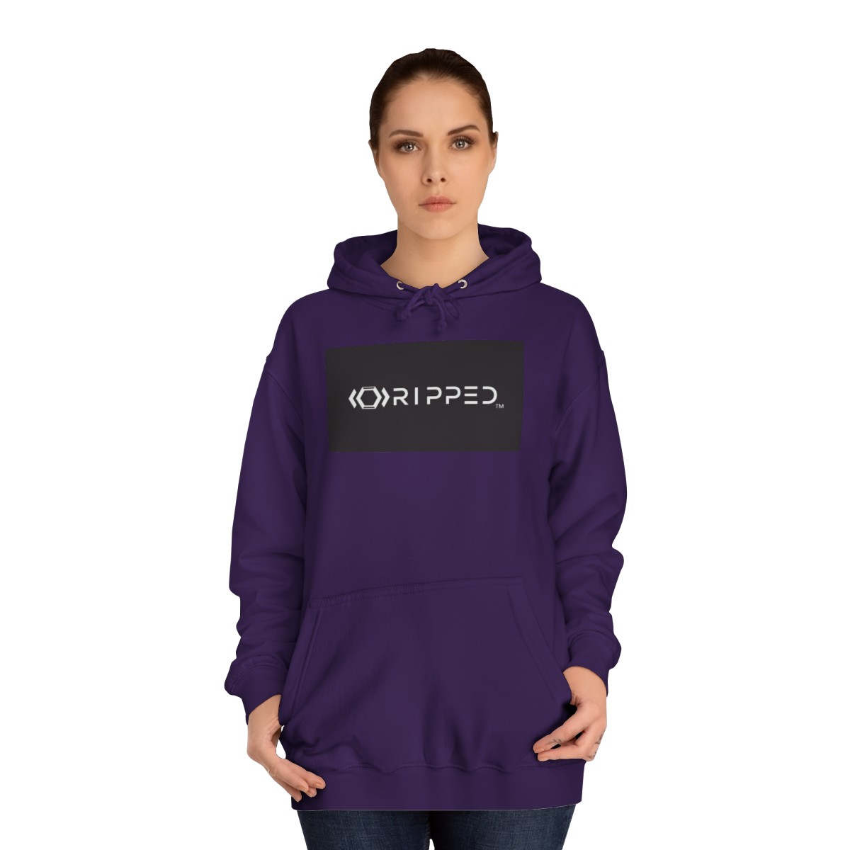 Ripped Women’s Purple Hoodie(Black/White Logo) - Image 4