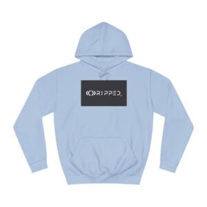 Ripped Men’s Light Blue Hoodie(Black/White Logo)