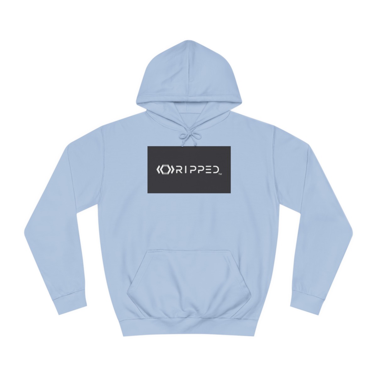 Ripped Men’s Light Blue Hoodie(Black/White Logo)