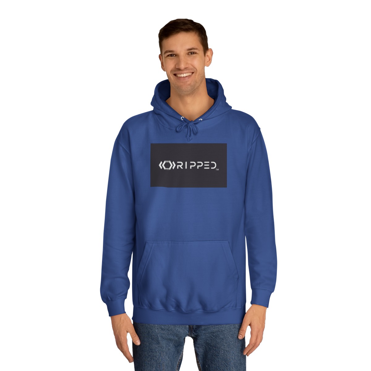 Ripped Women’s Blue Hoodie(Black/White Logo) - Image 3