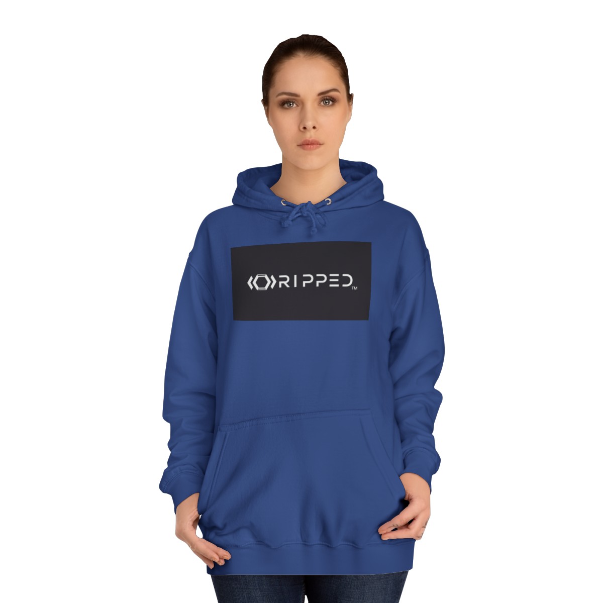 Ripped Men’s Blue Hoodie(Black/White Logo) - Image 4