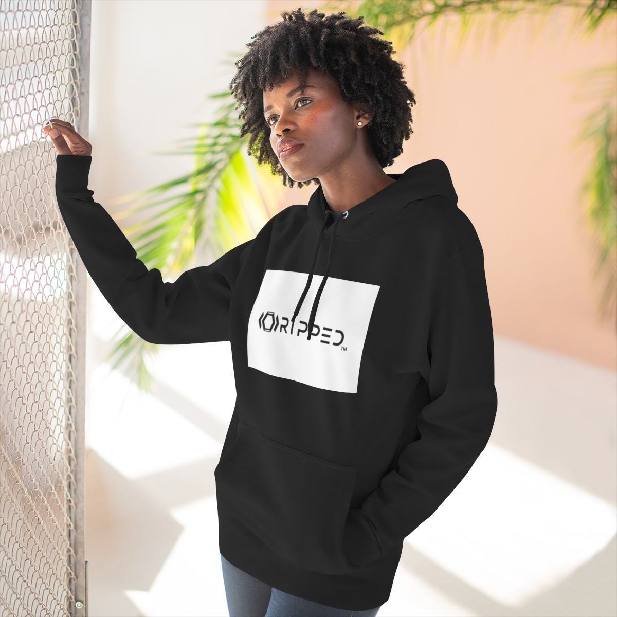 Ripped Women’s Black Fleece Hoodie - Image 6
