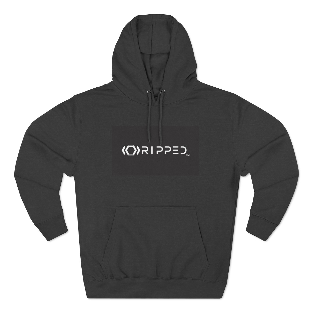 Ripped Men’s Charcoal Fleece Hoodie(Black/White Logo)