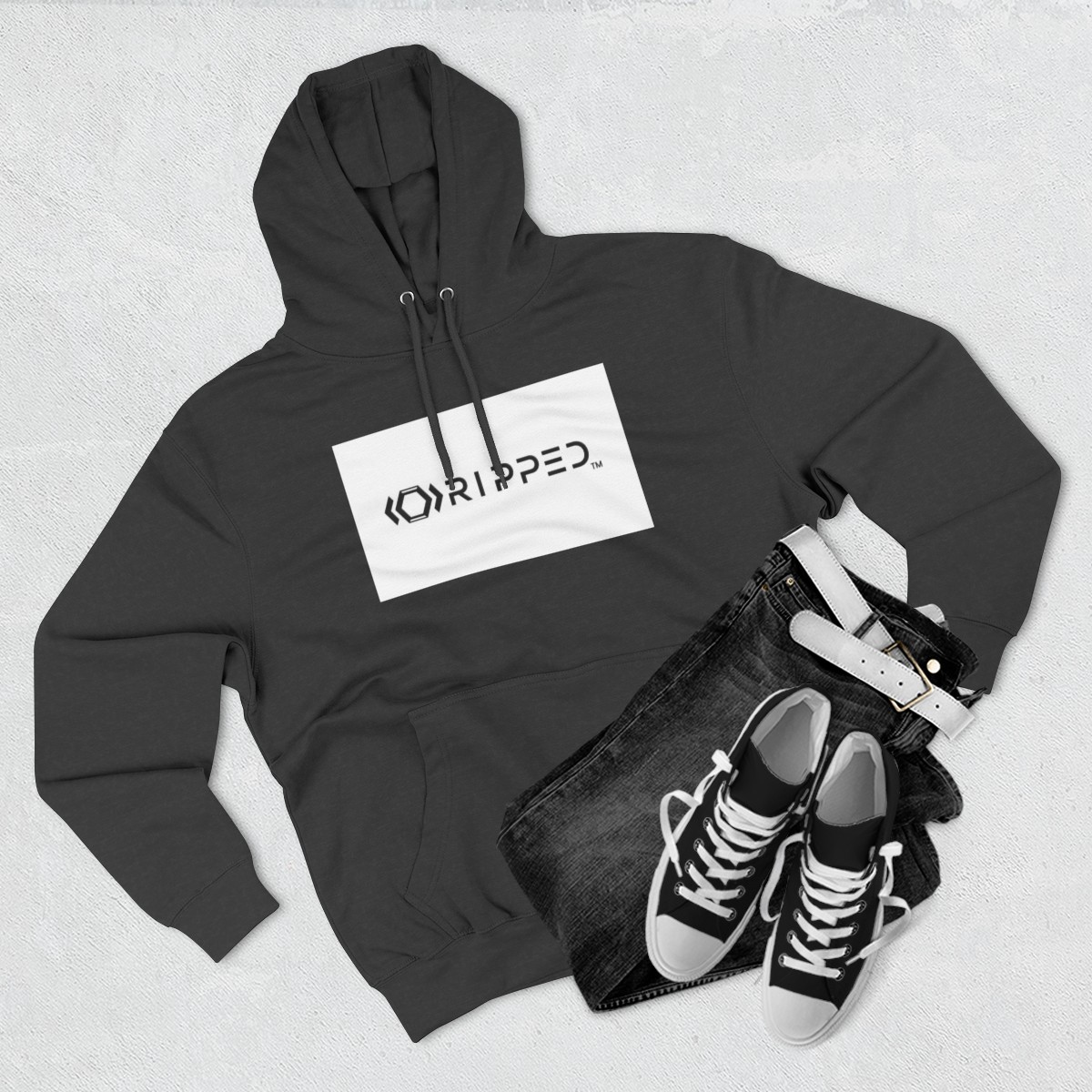 Ripped Women’s Charcoal Fleece Hoodie - Image 3