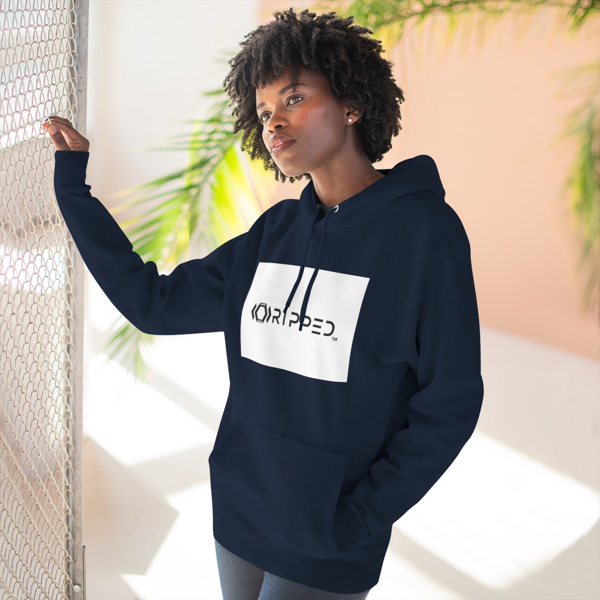 Ripped Women’s Navy Blue Fleece Hoodie - Image 6