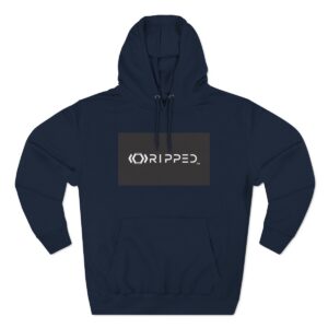 Ripped Men’s Navy Blue Fleece Hoodie(Black/White Logo)