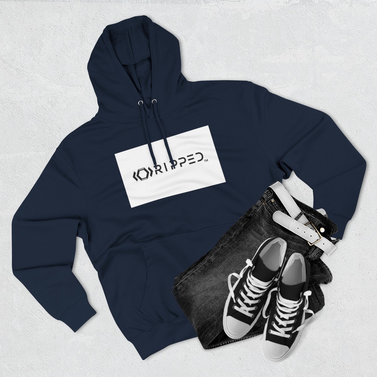 Ripped Women’s Navy Blue Fleece Hoodie - Image 3