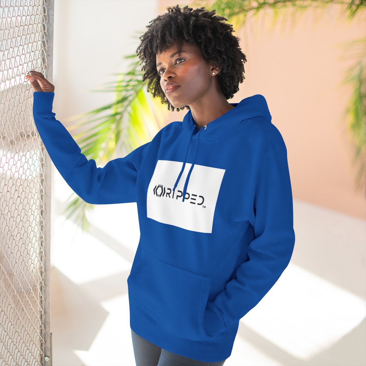 Ripped Women’s Blue Fleece Hoodie - Image 6