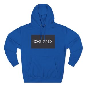 Ripped Women’s Blue Fleece Hoodie(Black/White Logo)